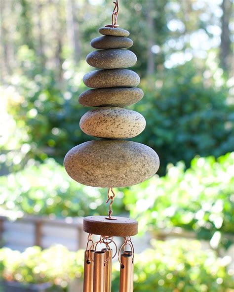 Beach Stone Oyster Shell Wind Chime Copper Outdoor Large Windchimes | Diy river rock, Wind ...