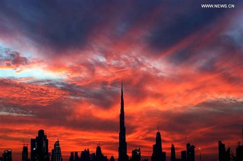 In pics: Burj Khalifa at sunset in Dubai - Xinhua | English.news.cn