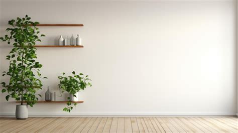 Premium AI Image | Minimalist White Room With Plants And Wooden Floor