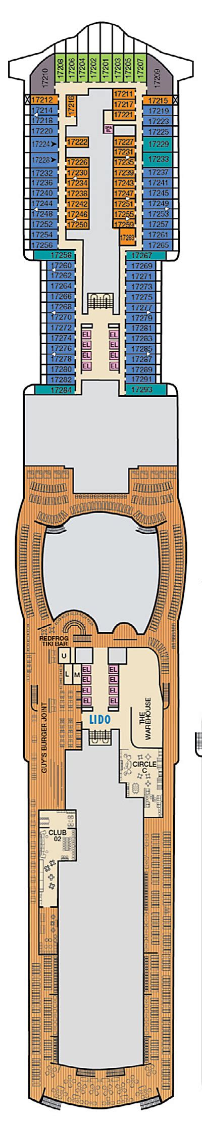 Carnival Jubilee Deck 17 - Activities & Deck Plan Layout