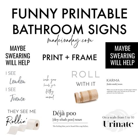 9 Stylish Free Funny Bathroom Printables | Made In A Day