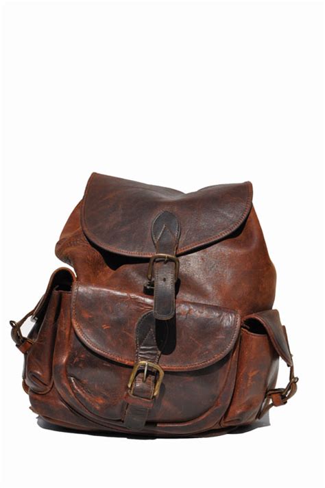 goodbye heart vintage: Large Vintage Leather Backpack. Leather Rucksack.