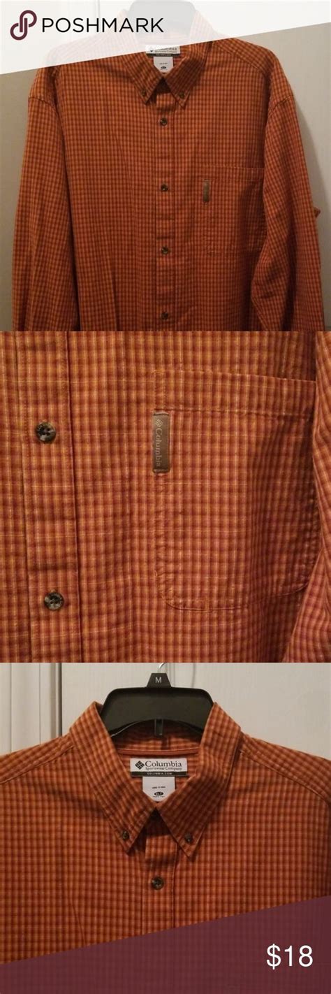 MENS SHIRT MENS EUC RED AND ORANGE BUTTON DOWN LONG SLEEVE COLUMBIA SHIRT.. COLUMBIA Shirts ...