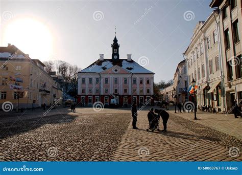 Tartu Town Hall Square in Winter, Estonia Editorial Photography - Image ...