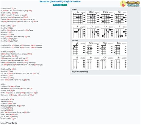 Hợp âm: Beautiful (Goblin OST)- English Version - cảm âm, tab guitar, ukulele - lời bài hát ...