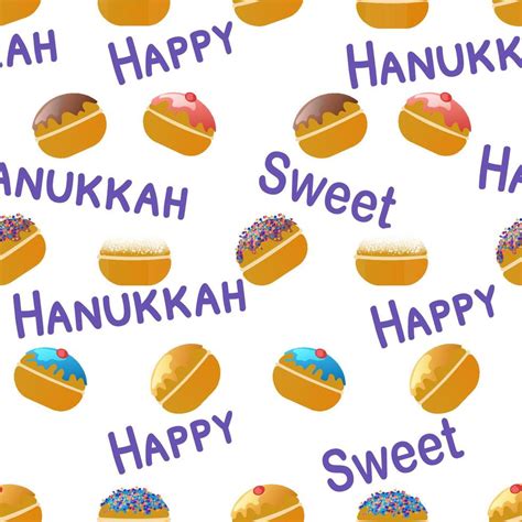 Hanukkah sufganiyah seamless pattern vector illustration on white ...