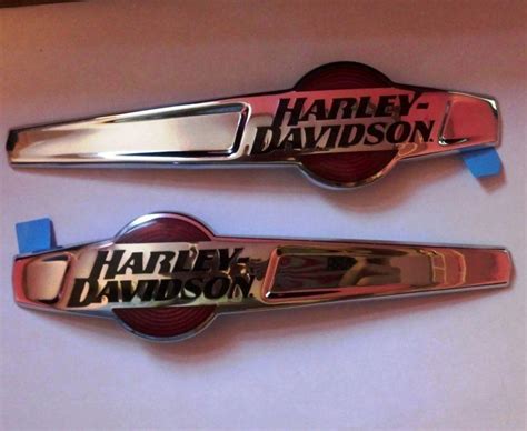 Buy NEW OEM HARLEY DAVIDSON CHROME GAS TANK EMBLEMS RED INLAY. L@@K ...