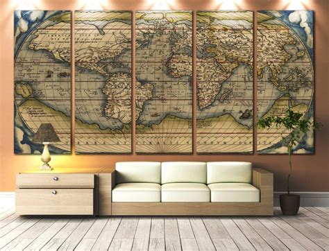 LARGE Wall Art World Map Canvas Print / Vintage World Map Print / Antique World Map / Old World ...