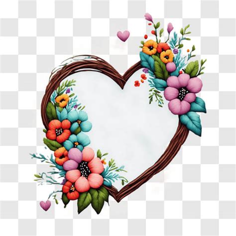 Download Heart-shaped Floral Wooden Frame PNG Online - Creative Fabrica