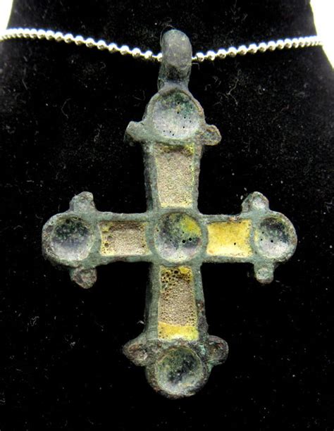 Medieval Bronze Enameled Cross Pendant - 43x29mm - Catawiki