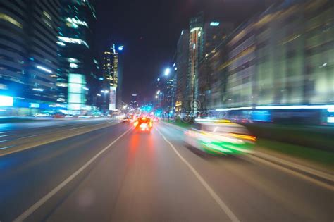 Driving through the City at Night Stock Photo - Image of scene ...