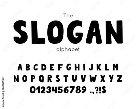 Vector font and alphabet. Set of latin letters and numbers. Slogan type ...