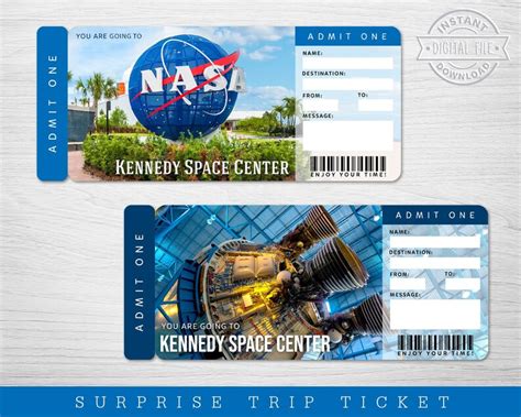 Printable Kennedy Space Center Surprise Trip Ticket NASA - Etsy Canada