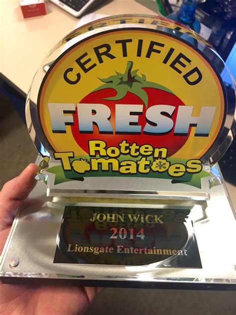 TIL that Rotten Tomatoes actually sends you a physical trophy if your movie is Certified Fresh ...