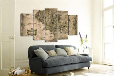 Map Of Middle Earth – The Lord Of The Rings – Movie 5 Panel Canvas Art ...