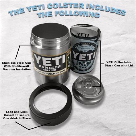 YETI Colster Rambler 12 oz Stainless Steel Koozie Beer Soda Insulator ...