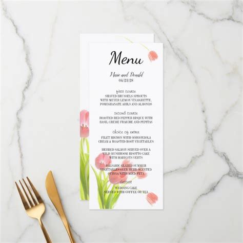 Elegant Soft Pink Tulips Menu | Zazzle.com | Pink tulips, Soft pink, Tulip wedding