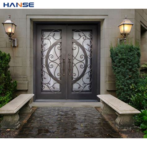 Modern Designed Modern Exterior Arches Double Front Main Wrought Iron Exterior Door Design ...