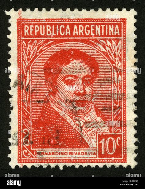 ARGENTINA - CIRCA 1935: A stamp printed in Argentina shows the first Argentinian president ...