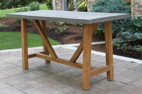 Rectangle Counter Height Teak Table - Composite with Concrete Top | Counter height dining table ...