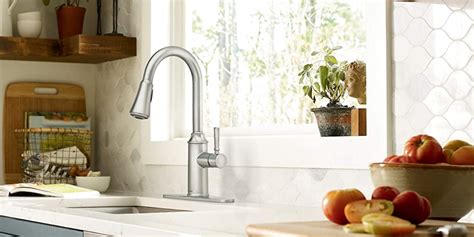 Save 20% or more on stainless steel Moen kitchen faucets from $128