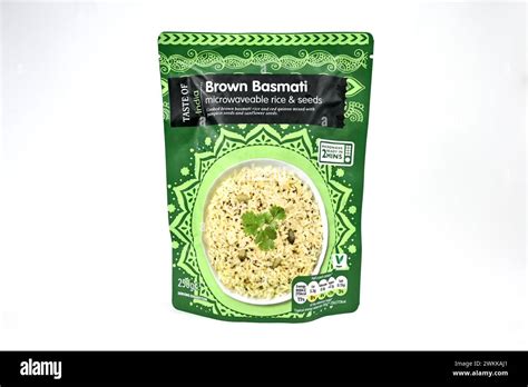 Lidl taste of India brown basmati microwavable rice and seeds – Wales, UK – 19 February 2024 ...