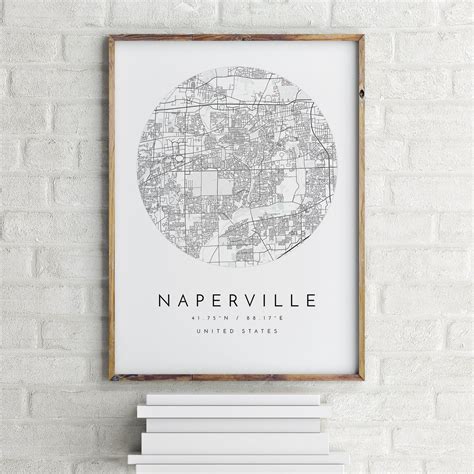 Naperville Map Naperville Illinois City Map Home Town Map - Etsy