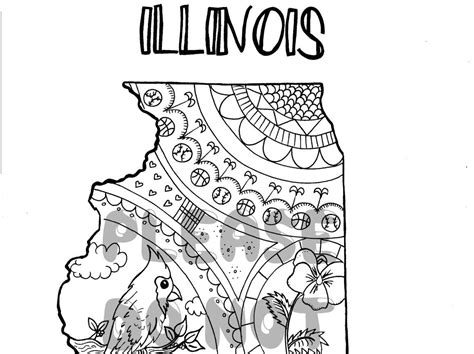 Illinois State Map Colouring Page