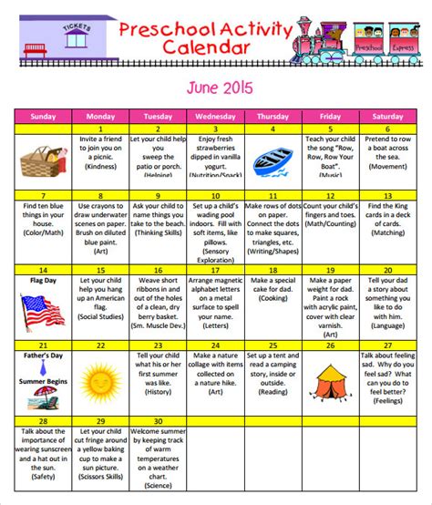 Printable Activity Calendar