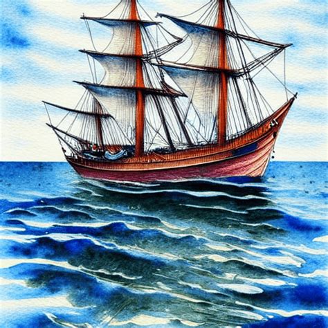 Sailing Ship Watercolor Painting HD · Creative Fabrica