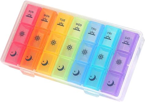 Weekly Pill Organizer,3-Times-A-Day 7 Day Pill Box Large Compartments ...