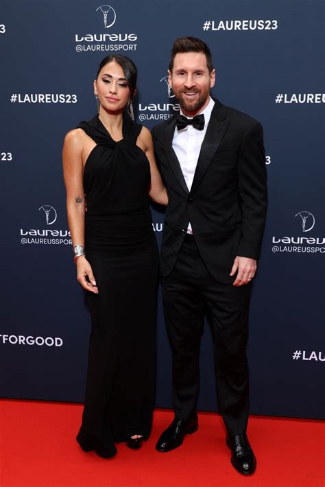 Lionel Messi & Wife Antonela Match in Black at Laureus Sports Awards ...