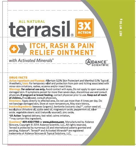 FDA Label for Terrasil Itch, Rash And Pain Relief Ointment Topical - Indications, Usage ...