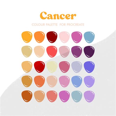 Cancer Zodiac Sign Colour Palette for Procreate 30 Colours/swatches - Etsy