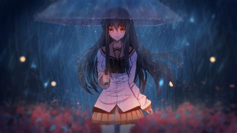 Sad Anime Girl In Rain Drawing