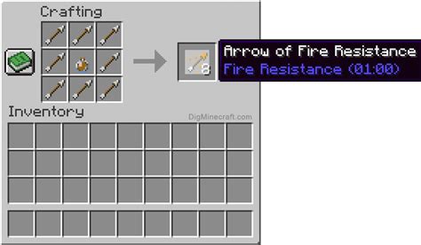 How to make an Arrow of Fire Resistance (1:00) in Minecraft