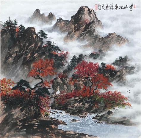 Lot - A Chinese landscape painting of misty mountains 20th century