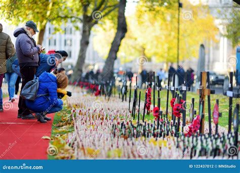 LONDON, UK - NOVEMBER 19, 2017: Poppy Crosses at the Westminster Abbey ...