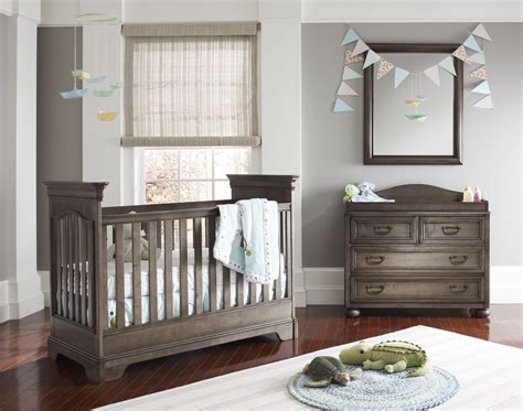 A Tribute Crib in our brand new Antique Slate gray wood tone | Grey nursery furniture sets, Grey ...