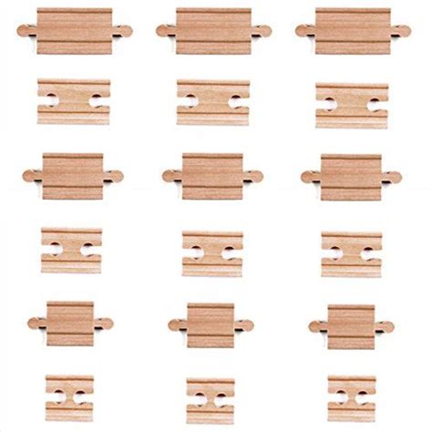 18 Piece Wooden Train Track Connectors & Adapters by Tiny Conductors - 100% Real Wood Male-Male ...