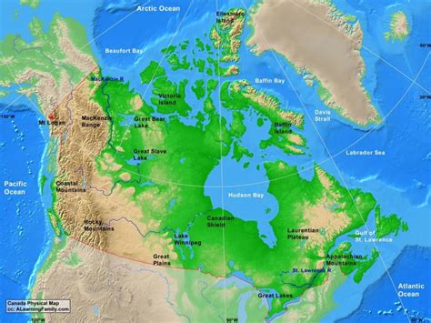 Physical Regions Of Canada Map