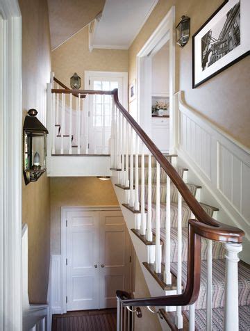 Wainscot in entryway and up stairwell. | Traditional house, Stairs, Stair components