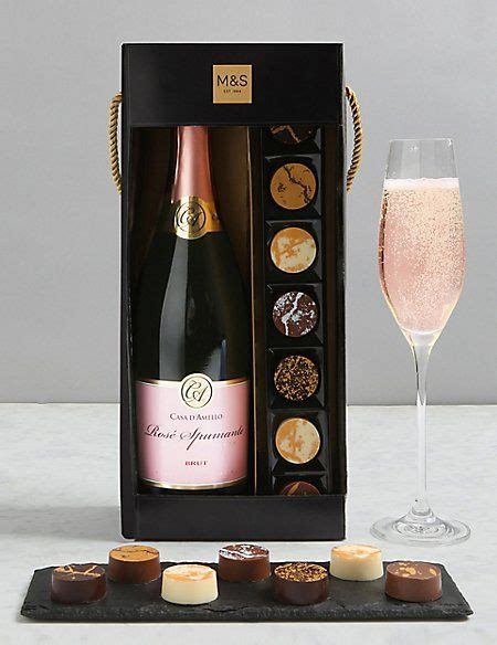 The Collection Pink Sparkling Wine & Chocolates Gift Set | M&S | Wine gifts diy, Wine hampers ...