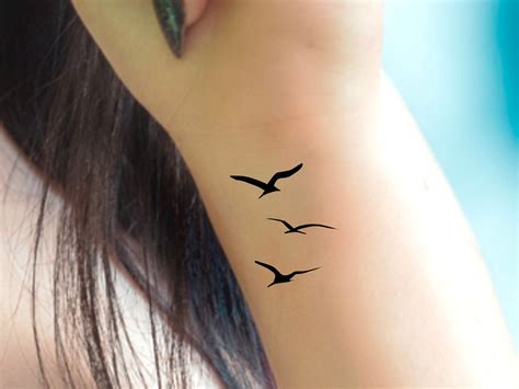 Silhouette Birds Temporary Tattoo / 3 Birds Tattoo / Black - Etsy