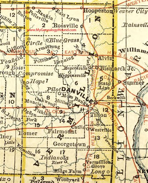 Vermilion County, Illinois 1881 Map, Danville, Vermillion