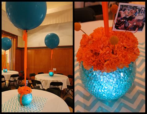 Fish Bowl Centerpiece Ideas | The stage was full of the orange balloons. AMS Entertainment ...