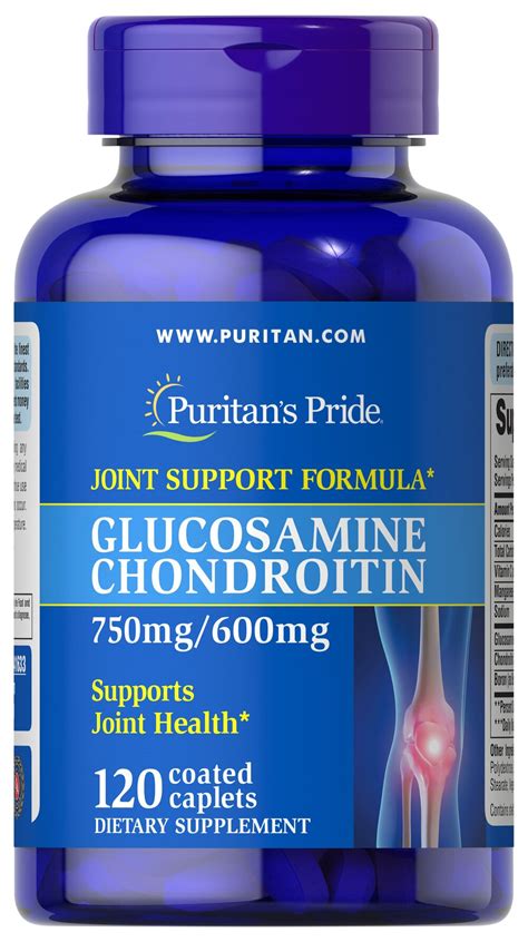 Glucosamine Chondroitin 750 mg/600 mg 120 Caplets | Joint Support Supplements| Puritan's Pride