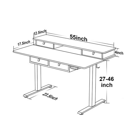 Electric Standing Widened Desk Adjustable Height With 4 Drawers,Double Storage Shelves Stand Up ...