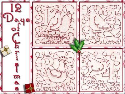 12 Days of Christmas Free Motion Machine Embroidery Designs http://www.designsbysick.com/d ...