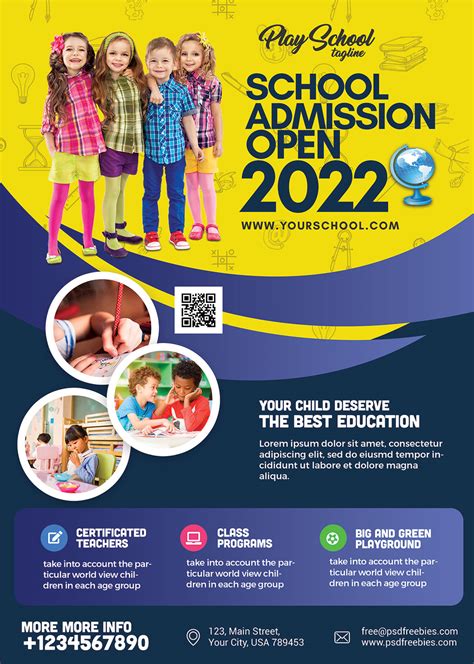 School Admission Pamphlet Flyer Design PSD | PSDFreebies.com